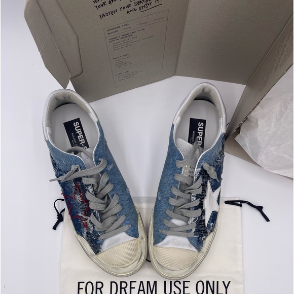 GOLDEN GOOSE SUPERSTAR DENIM UPPER UNSTITCHED AND LEATHER STAR NUBUCK AND HEELS - Picture 3 of 9